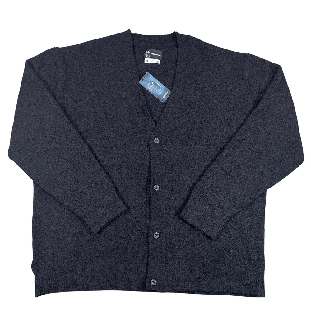 Original Use Mens XL Black 100% Nylon Knit Button Front LS Cardigan Sweater NWT
